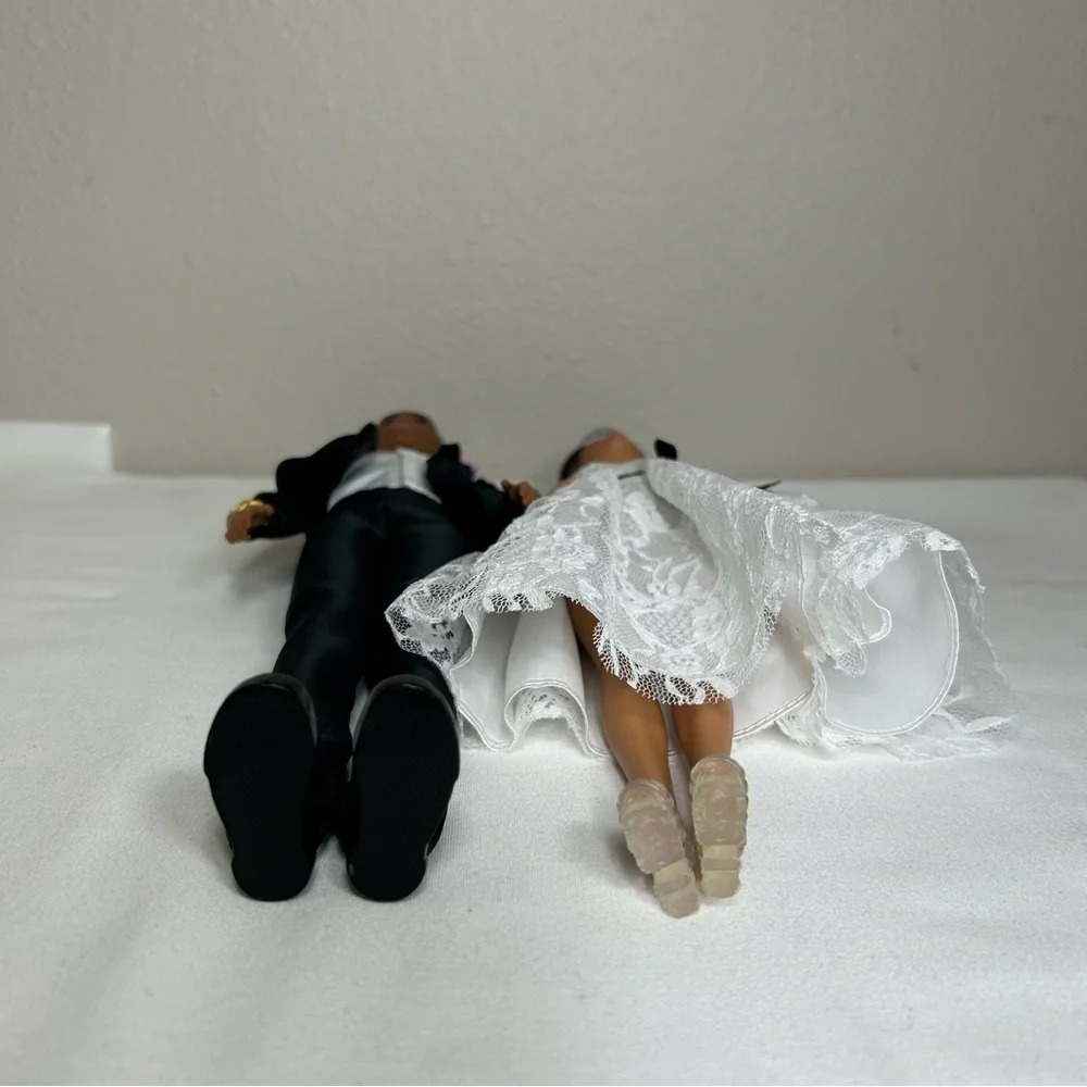 Barbie (2014) & Ken (2016) Dolls African American Bride & Groom Set Collectible